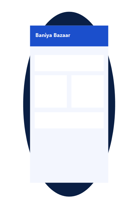 Baniya Bazaar app — shop groceries, track orders, and browse categories on mobile